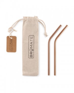 Bru Mate Stainless Steel Reusable Straws Small Rosas Doradas | CO_BRU74769